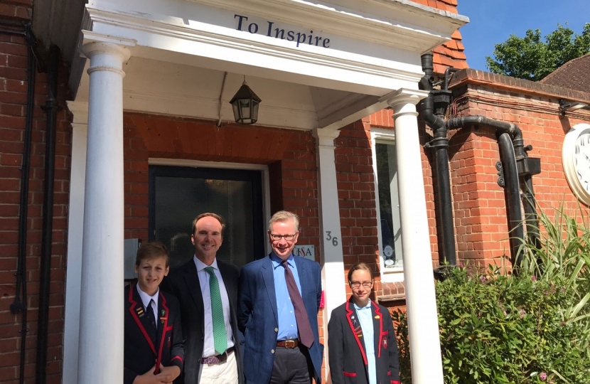 Michael Gove with Headmaster, Andrew Rudkin, Natalia and Henry 