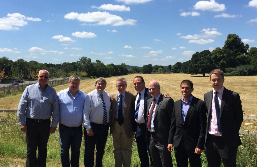 Michael Gove with Highways England, Local Councillors and the Chairman of the Windlesham Society