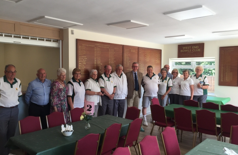 Michael Gove with club members inside the new extension