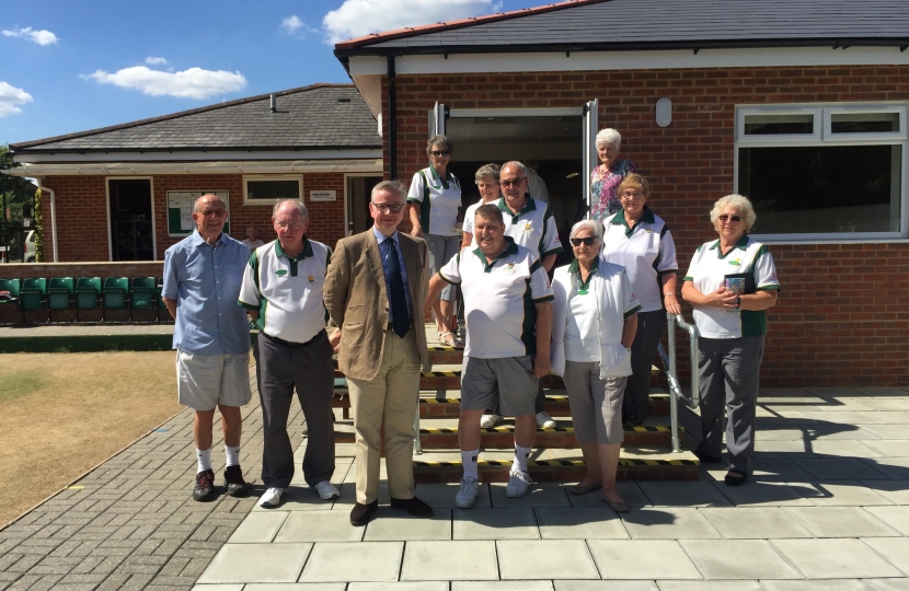 Michael Gove with club members outside the new extension