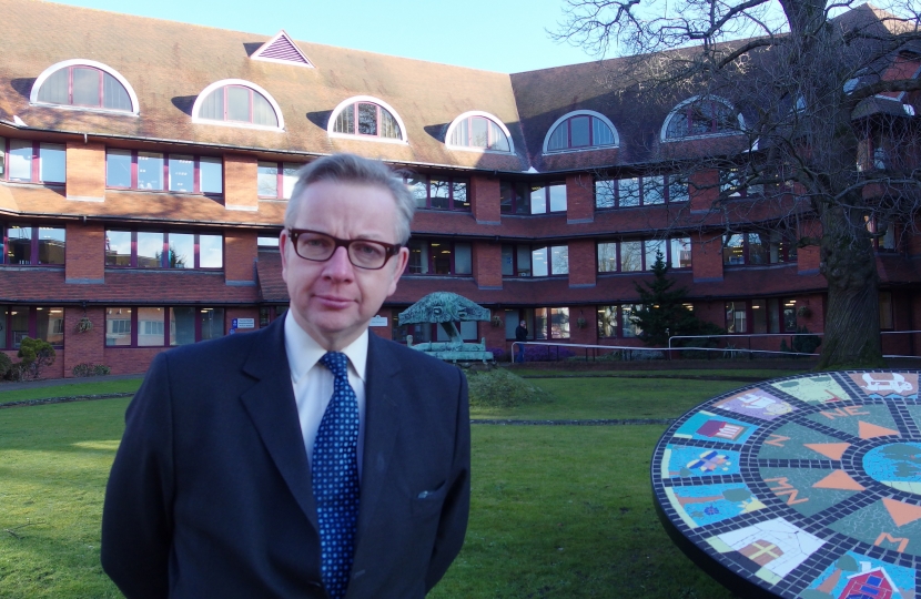 Michael Gove MP outside SHBC