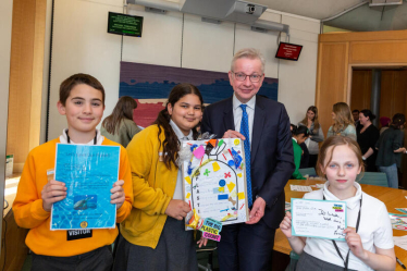 Michael with Holy Trinity Pupils